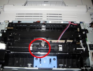 hp laserjet 3050 back The entire back of the 3050 with the sides and back plate removed.